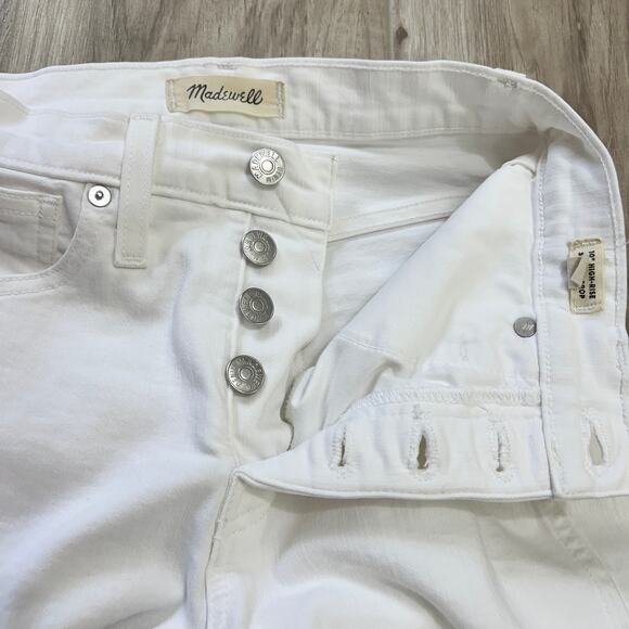 MADEWELL 10" High Rise Skinny Crop White Button-Fly Frayed Hem Jeans Size 24 - Picture 7 of 11